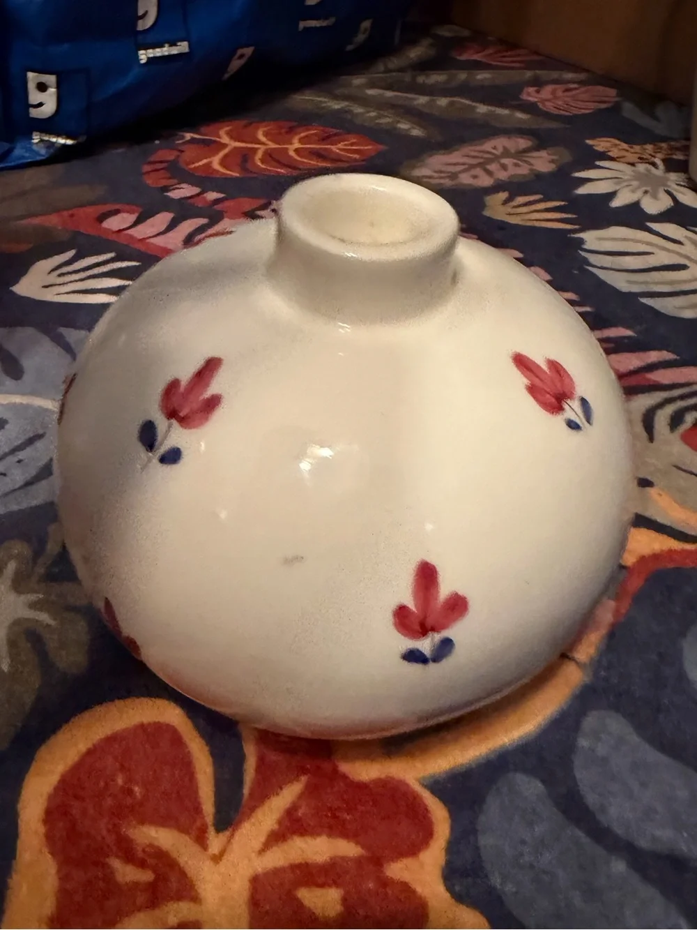 Vintage Hand Painted Ceramic Taper Candle Holder Floral Cottagecore Farmhouse